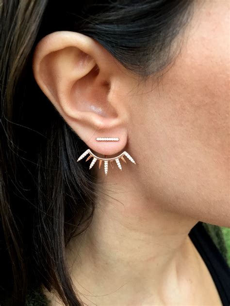 Gold Ear Jacket Ear Jacket Earrings Spike Ear Jacket Earring