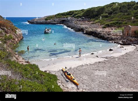 Cala Brafi Beach Near Portocolom Mallorca Island Spain Stock Photo