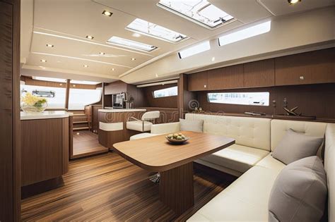 Luxury Traveling. Interior of Modern Motor Yacht Stock Illustration ...