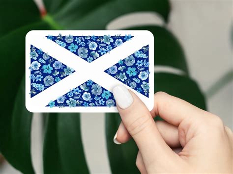 Scottish Flag Sticker, Scotland Vinyl Decal, Blue Watercolor Floral ...