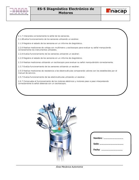 ES 5 Diagnóstico Electrónico de Motores 2 1 Interpreta correctamente