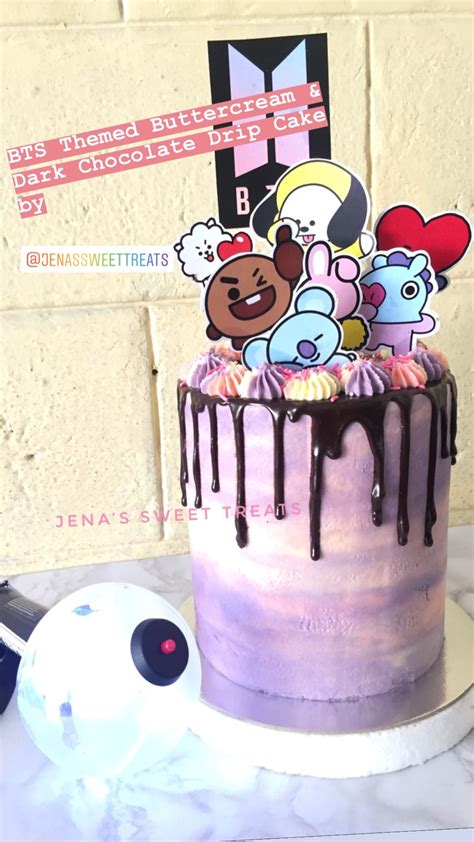 Btsbt21 Themed Buttercream And Chocolate Drip Cake Bts Cake Chocolate