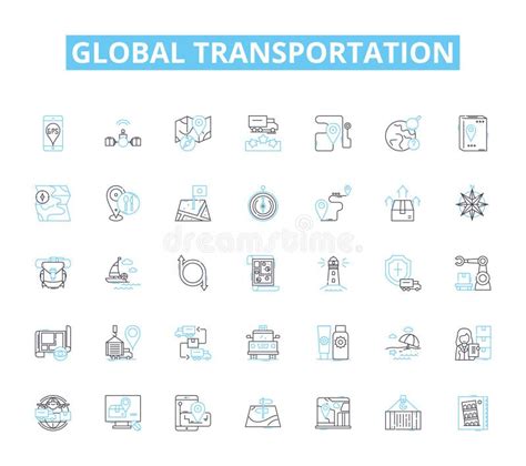 Global Transportation Linear Icons Set Logistics Shipping Freight