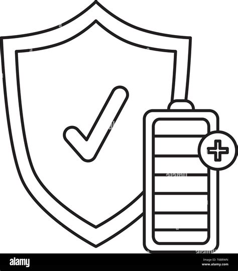 shield  check symbol  battery energy level stock vector image