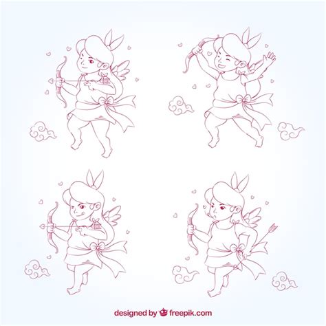 Free Vector Hand Drawn Cupid Character With Bow And Arrow