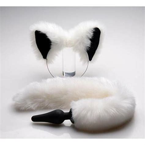 Tailz White Tail And Ears Set Silicone Anal Butt Plug Cosplay Sex Toy