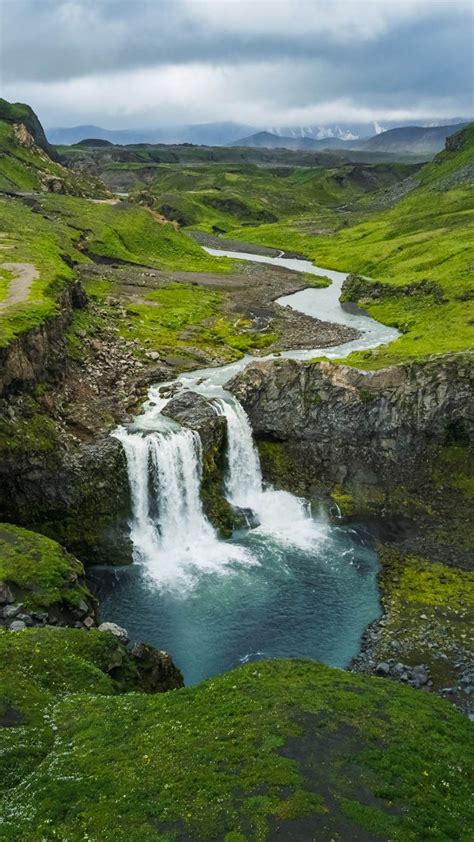 Waterfall At The Gates Of Okmok At Umnak Aleutian Islands Alaska USA