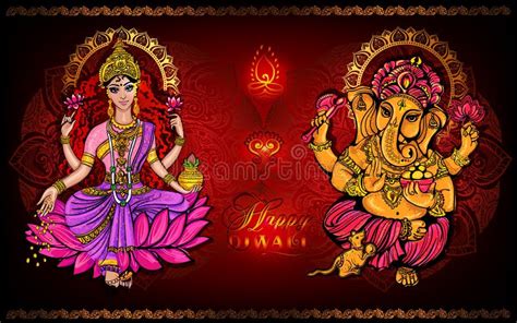 Happy Diwali Lakshmi and Ganesha Stock Vector - Illustration of ...