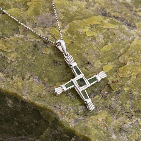 Silver Claddagh Center Connemara Marble Brigid S Cross