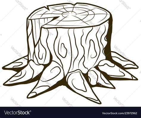 Short Tree Stump Line Drawing Royalty Free Vector Image