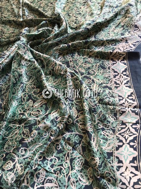 Jual Kain Bahan Baju Batik Sutra Modern Warna Hijau Toska Navy Dongker