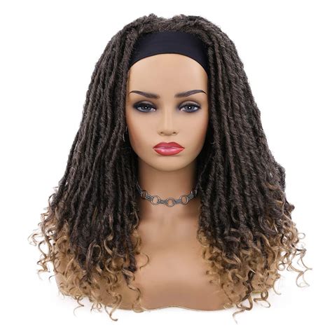 Lady Hanne Headband Dreadlock Wigs For Black Women Braided Twist Headband Black Light Brown Wig