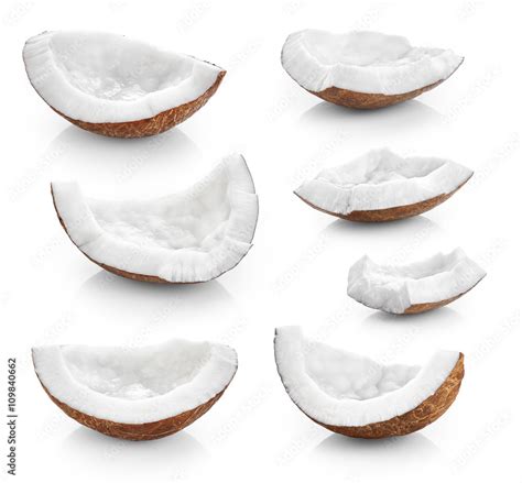 Coconut Pieces Isolated On A White Background Stock Foto Adobe Stock