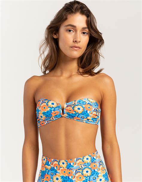 KULANI KINIS Havana Heat V Strapless Bandeau Bikini Top BLUE COMBO