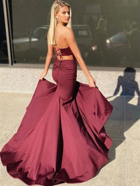 Daisda Mermaid Burgundy Sweetheart Prom Dress