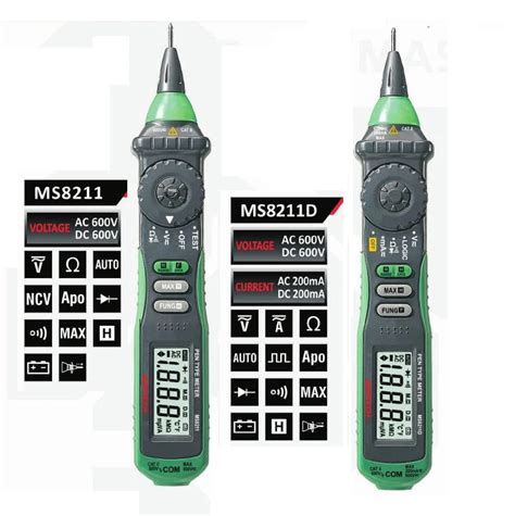 MASTECH MS8211 MS8211D Pen Type Auto Range Digital Multimeter DMM AC DC ...