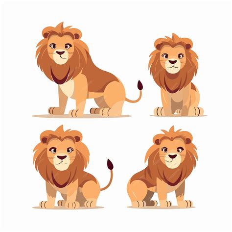 Premium Vector | Striking lion illustrations in different poses ideal