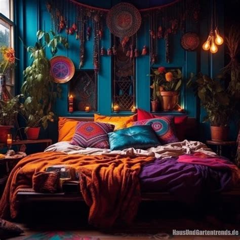 Romantische Boho Schlafzimmer In Lila Orange Und T Rkis Haus