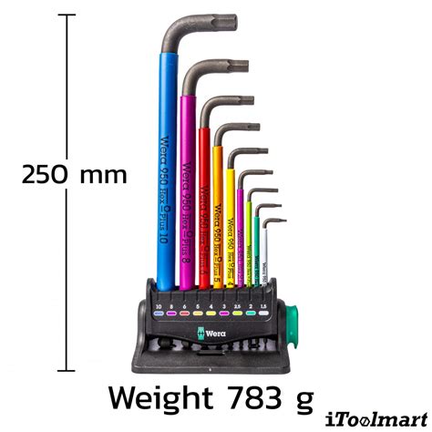 ประแจหกเหลยมหวบอล Wera 950 9 Hex Plus Multicolour 3 L key set