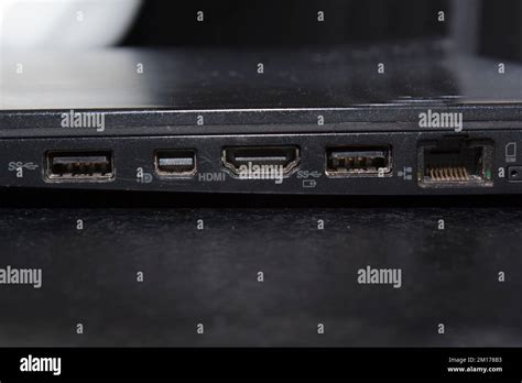 laptop ports HDMI USB ethernet black Stock Photo - Alamy