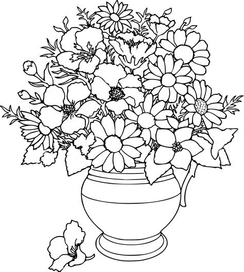 Flower Arrangement Coloring Pages At Free Printable