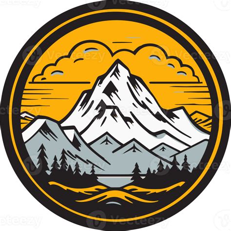 Hand Drawn Vintage Mountain Logo In Flat Line Art Style 24786910 Png