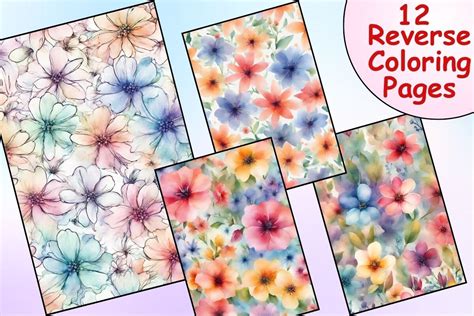 Flower Pattern Reverse Coloring Pages Graphic By Catchy Ideaz