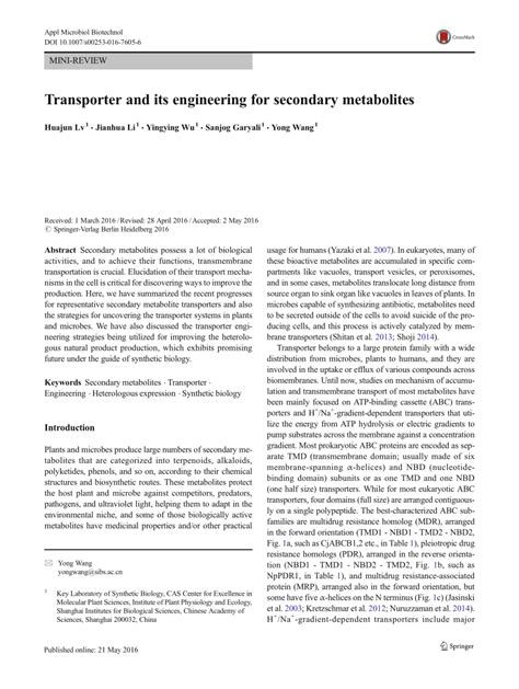 PDF Transporter And Its Engineering For Secondary Metabolites