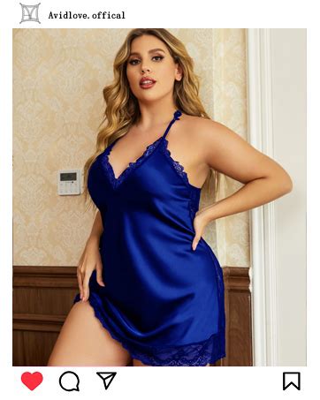 Avidlove Women Lingerie Plus Size Satin Lace Chemise Nightgown Sexy Full Slips Sleepwear L Xl