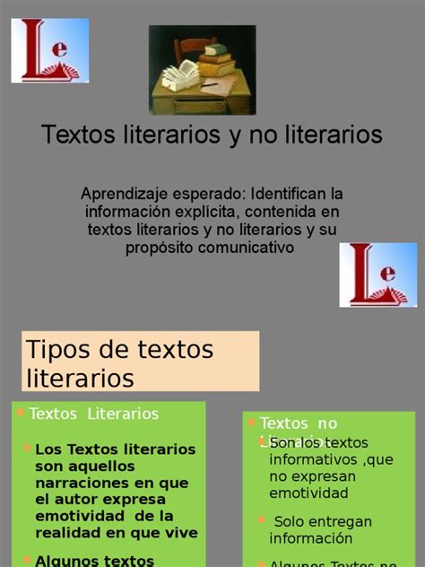 Textos Literarios Y No Literarios Ppt