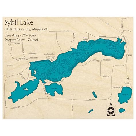 Sybil Lake 3d Custom Wood Map Lake Art Llc