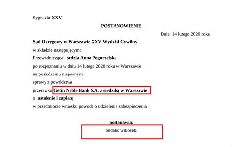 Sąd wstrzymał obowiązek spłaty wszelkich należności wynikających umowy