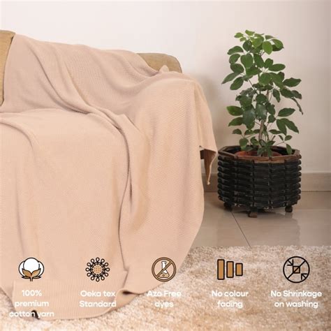 Buy the Knitted Cotton Throw Blanket for Sofa & Couch