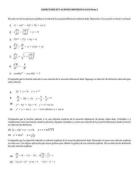 Ejercicios Ed Parte Si Son Apuntes Ejercicios Ecuaciones