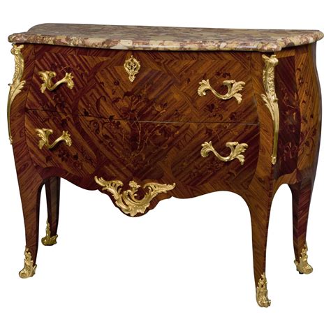 Louis Xv Style Marquetry Inlaid Commode With A Marble Top By Sormani