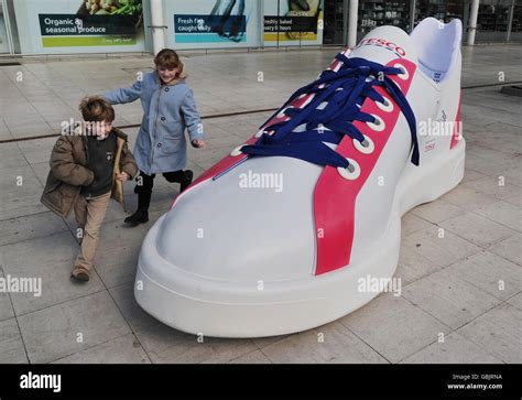 The Worlds Largest Trainer On Display Outside A Tesco Supermarket In