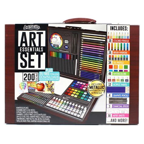 ArtSkills Complete Art Essentials Kit with Portable Wood Case for ...