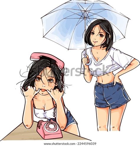 Anime Bikini Sexy Girl Drawing Vector Stock Vector Royalty Free Shutterstock