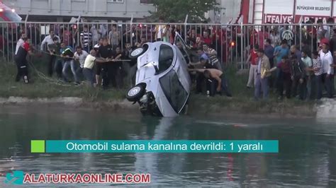 Otomobil sulama kanalına devrildi 1 yaralı Adana Monster trucks