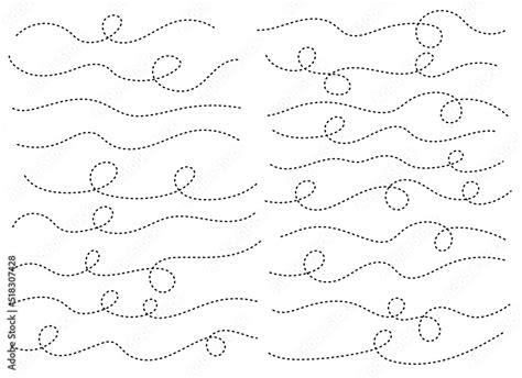 Hand Drawn Dotted Curved Line Shape Curved Line Icon Collection