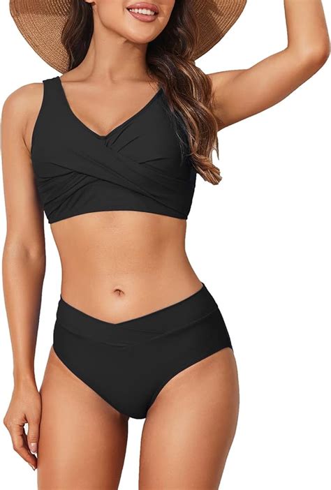 Amazon Limeeke Women S High Waisted Bikini Set Twist Front Two