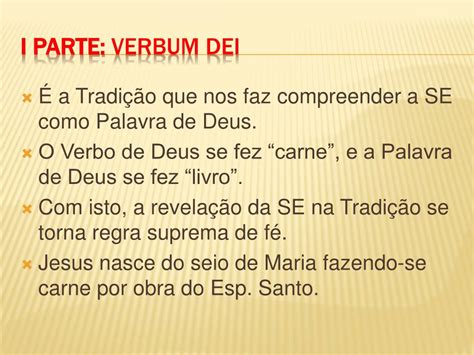 PPT EXORTACÃO APOSTÓLICA PÓS SINODAL VERBUM DOMINI DO SANTO PADRE