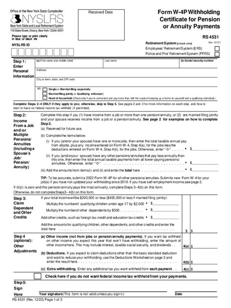 Fillable Online Form W P Withholding Certificate For Pension Or