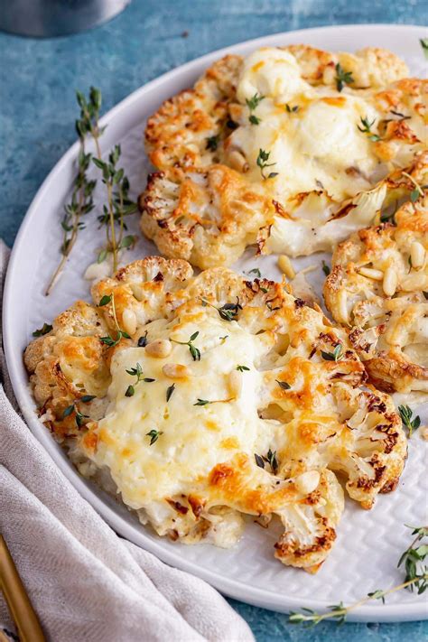 This Roasted Cauliflower Steak Recipe Is Topped With A Mixture Of Taleggio And Cheddar Cheese