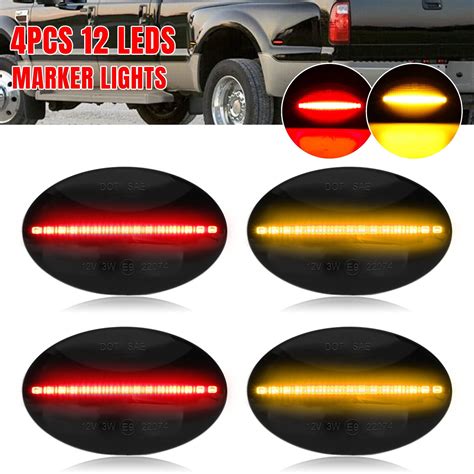 ZGBY 4x Amber Red 12LED Dually Bed Fender Side Marker Lights For 99 10