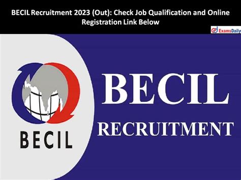 BECIL Recruitment 2023 Out Check Job Qualification And Online