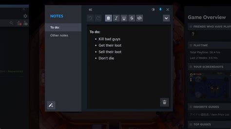 Steam Client Beta Adds A Handy New Notes App And In Game Overlay