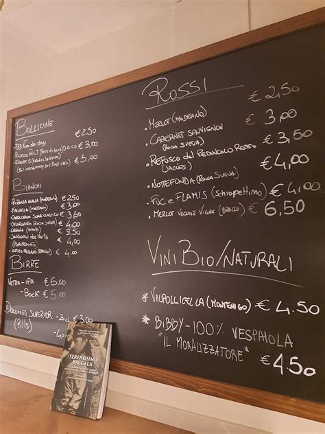 Menu At Bacaro Al Momoleto De Le Voie Pub Bar Venice