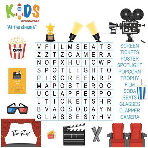 At The Cinema Word Search Crossword 2171173 Vector Art At Vecteezy