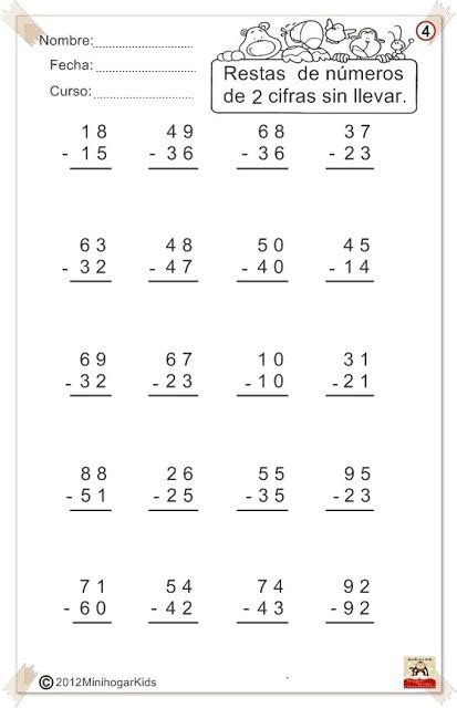 Restas Para Ninos De Tercer Grado